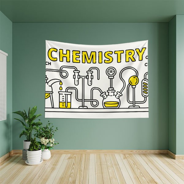 Minimalist Kimya Laboratuvarı Duvar Örtüsü - Bilim ve Eğitim Temalı 10355