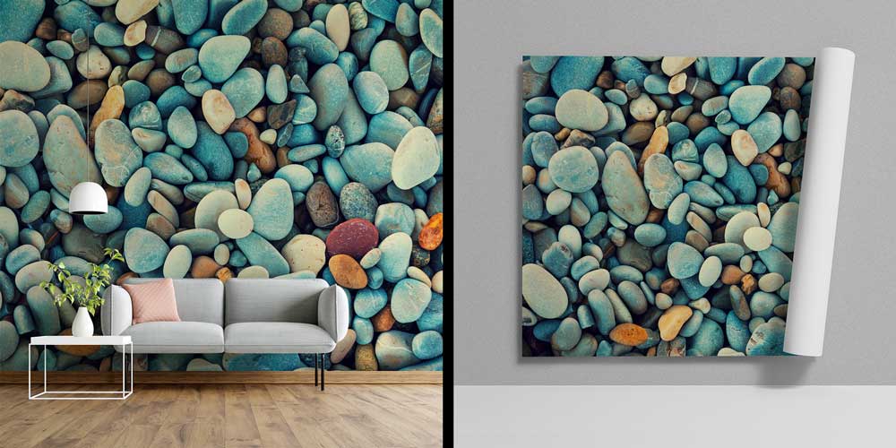 Doğal Deniz Çakıl Taşları Dokulu Duvar Kağıdı 12772