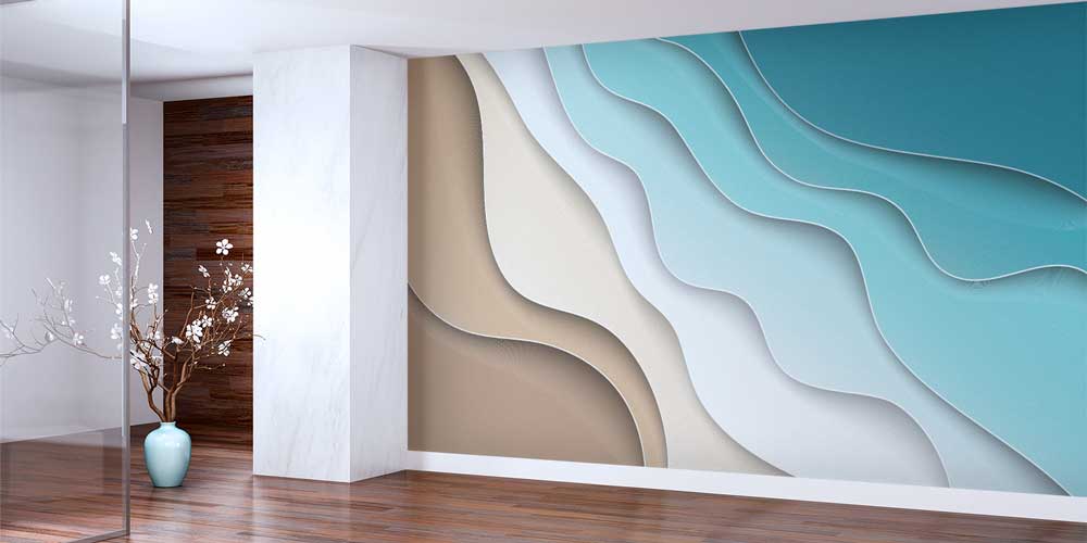 Katmanlı Dalga Formlu Soyut Deniz Manzaralı Duvar Kağıdı 12774