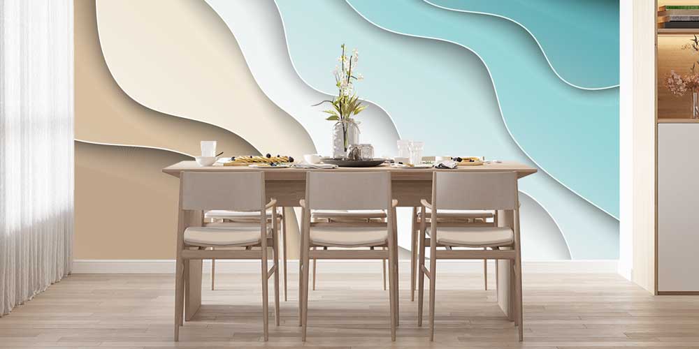 Katmanlı Dalga Formlu Soyut Deniz Manzaralı Duvar Kağıdı 12774