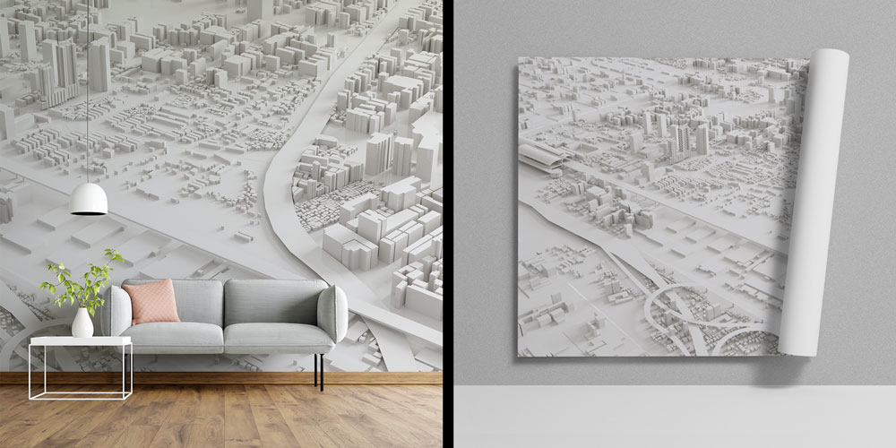 sehir-duvar-kagidi-5574-00 3D Şehir Planı Tasarımlı Duvar Kağıdı 5574