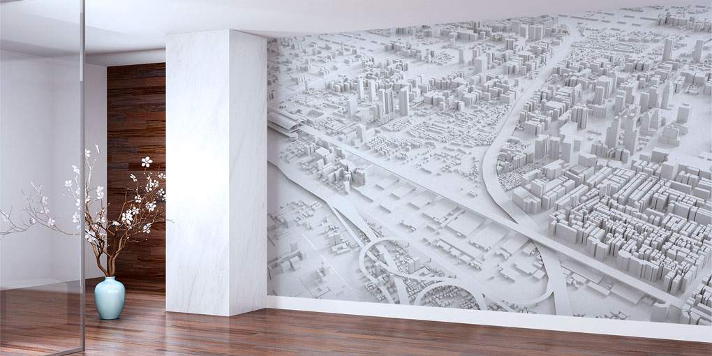 sehir-duvar-kagidi-5574-01 3D Şehir Planı Tasarımlı Duvar Kağıdı 5574