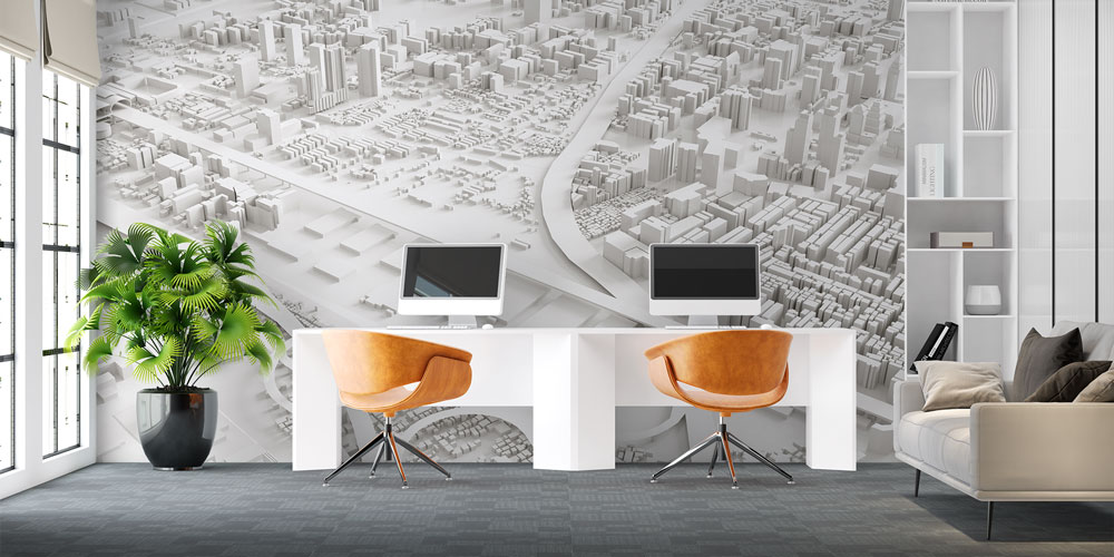 sehir-duvar-kagidi-5574-03 3D Şehir Planı Tasarımlı Duvar Kağıdı 5574