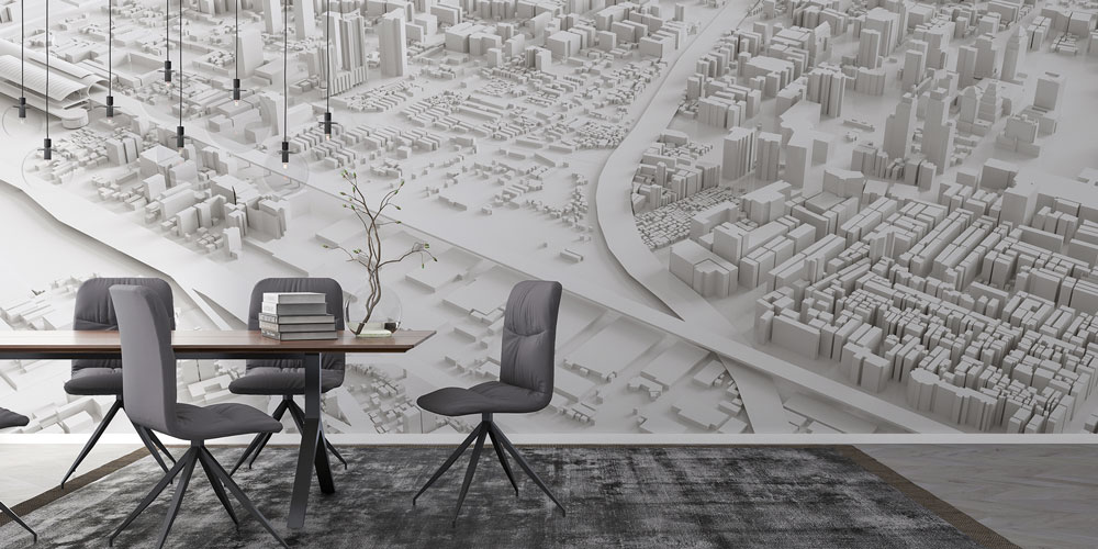 sehir-duvar-kagidi-5574-04 3D Şehir Planı Tasarımlı Duvar Kağıdı 5574