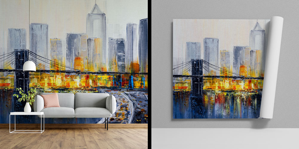 Köprü ve Şehir Işıkları Temalı Duvar Kağıdı 5577