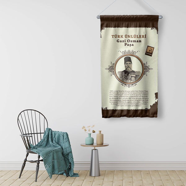 Gazi Osman Paşa Temalı Türk Büyükleri Flaması 8148