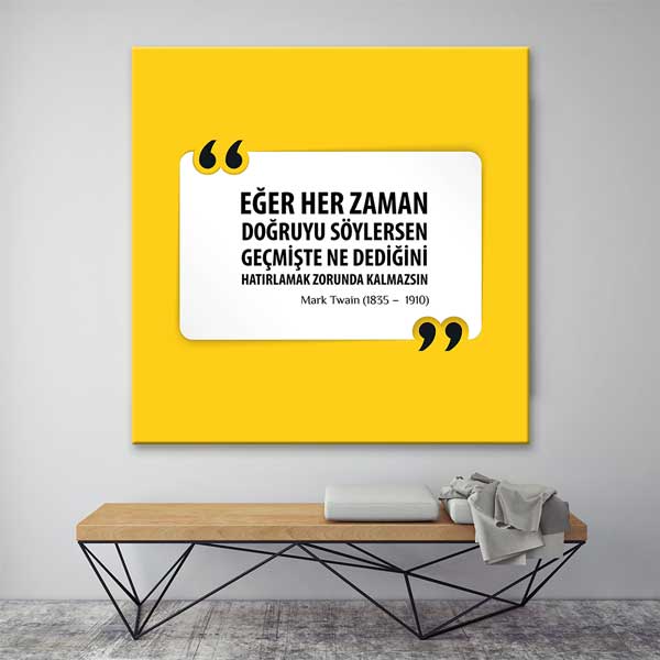 Mark Twain "Doğruyu Söylersen Hatırlamak Zorunda Kalmazsın" Posteri – 4110