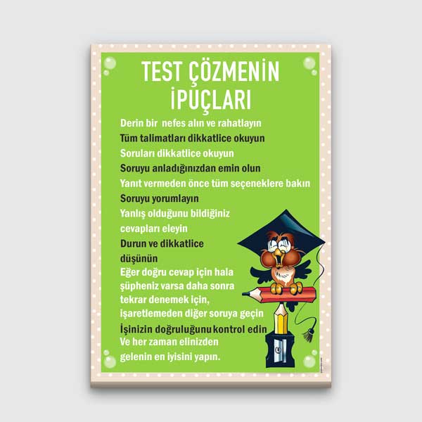 sinif-duvar-dekoru-b-821-00 Test Çözmenin İpuçları Posteri - Sınav Başarısı İçin Rehberlik – B-821