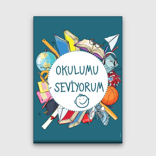 sinif-duvar-dekoru-b-956-00 "Okulumu Seviyorum" Eğitici Okul ve Sınıf Posteri – B-956