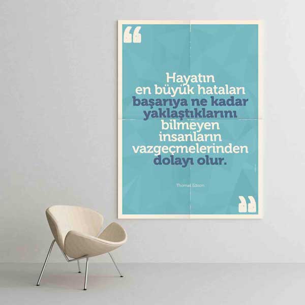 Thomas Edison Sözü "Hayatın En Büyük Hataları" Motivasyon Panosu – 4006