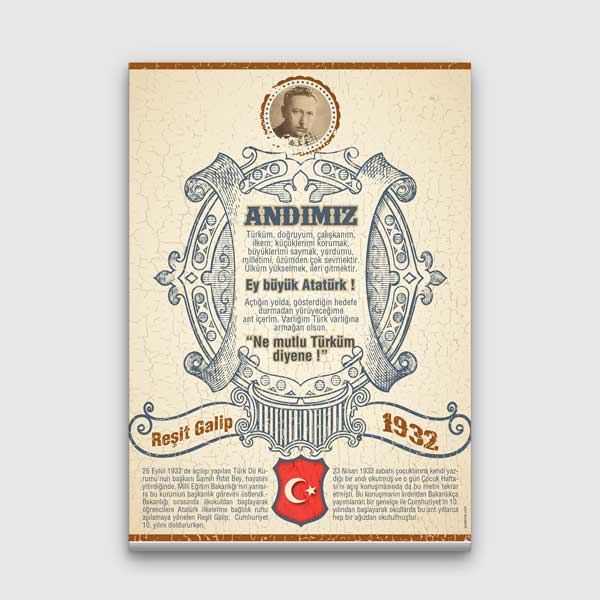 Andımız Yazılı Reşit Galip Temalı Duvar Tablosu F-565