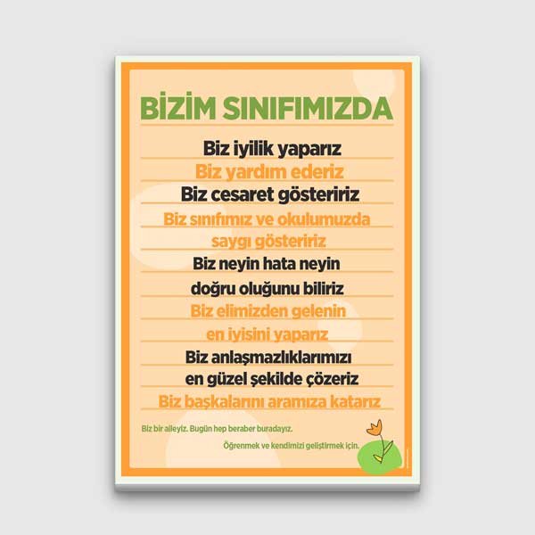 Bizim Sınıfımızda Davranış Kuralları Eğitici Poster Tablo – B-969