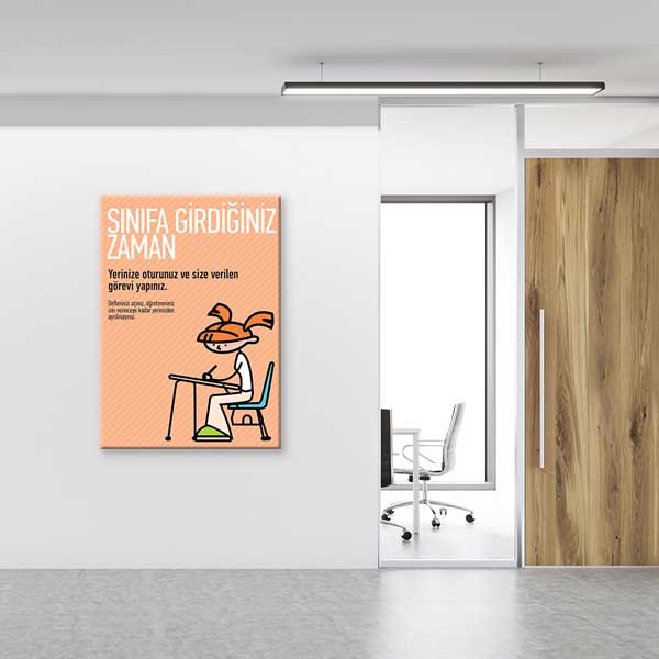Sınıfa Girerken Kuralları Eğitici Poster Tablo – B-993