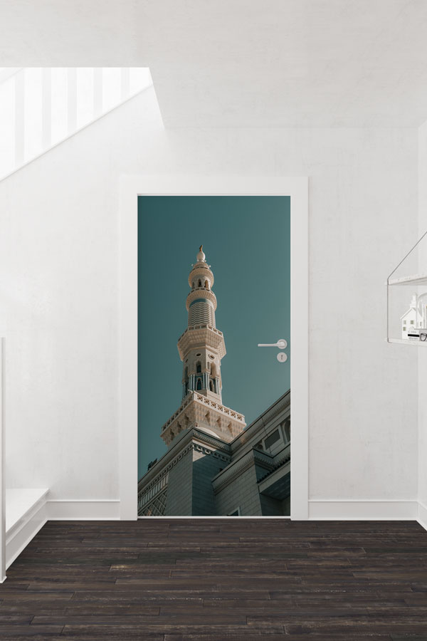 sinif-kapi-baskilari-9562-01 Medine Minare Detaylı Kapı Giydirme Dekoratif Baskı 9562