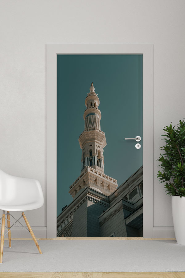 sinif-kapi-baskilari-9562-03 Medine Minare Detaylı Kapı Giydirme Dekoratif Baskı 9562