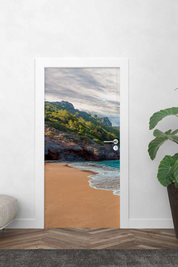 Doğal Koy ve Kum Plaj Manzaralı Kapı Giydirme 9709