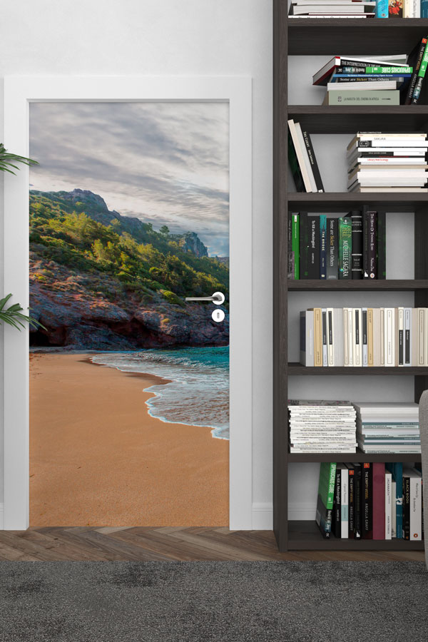 Doğal Koy ve Kum Plaj Manzaralı Kapı Giydirme 9709