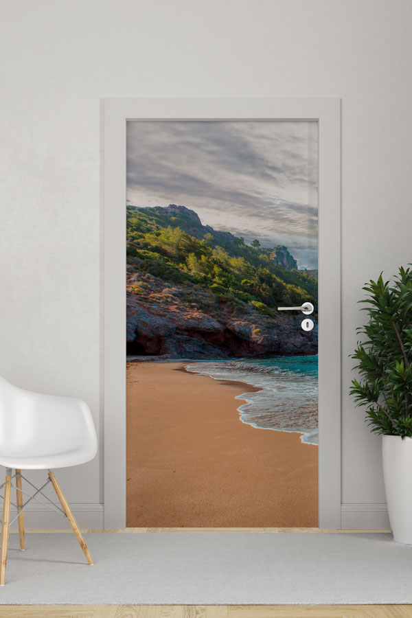 Doğal Koy ve Kum Plaj Manzaralı Kapı Giydirme 9709