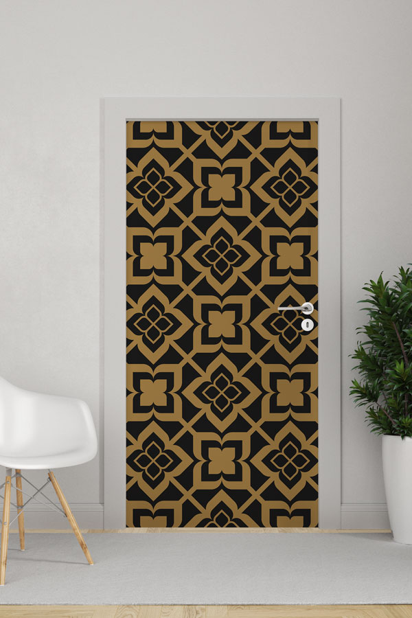 Siyah Altın Desenli Kapı Giydirme 9519