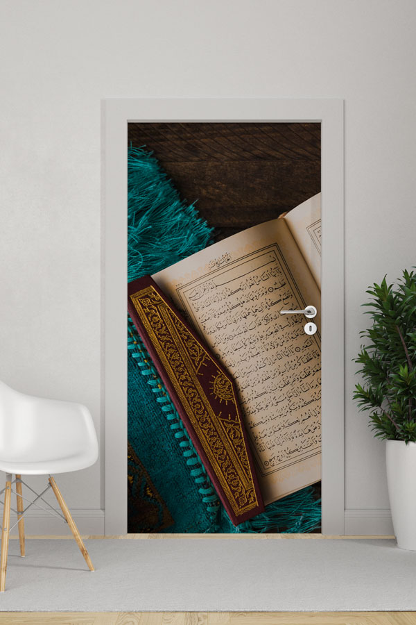Kur’an-ı Kerim Sayfa Detaylı Kapı Giydirme Dekoratif Baskı 9546