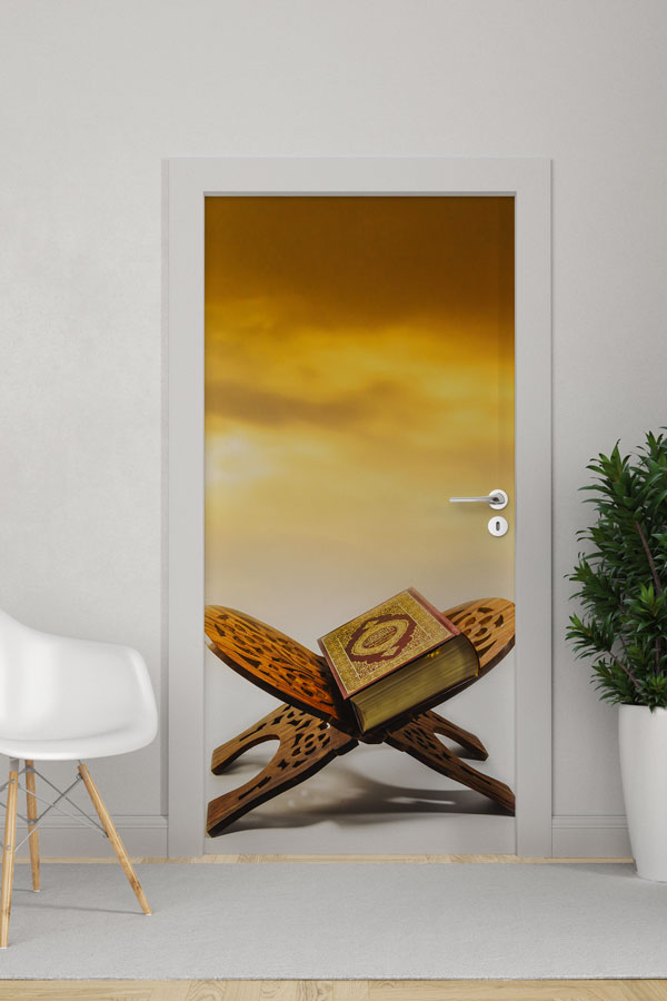 Kur’an-ı Kerim ve Rahle Tasarımlı Kapı Giydirme Dekoratif Baskı 9540