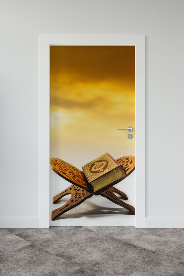 Kur’an-ı Kerim ve Rahle Tasarımlı Kapı Giydirme Dekoratif Baskı 9540