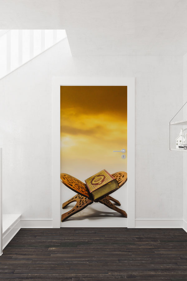 Kur’an-ı Kerim ve Rahle Tasarımlı Kapı Giydirme Dekoratif Baskı 9540