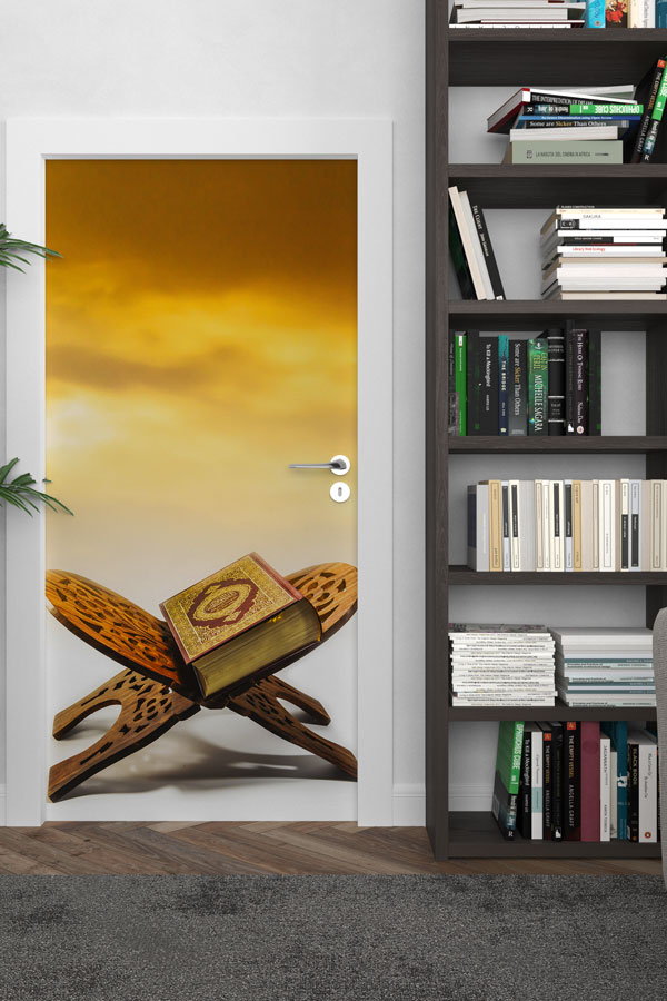 Kur’an-ı Kerim ve Rahle Tasarımlı Kapı Giydirme Dekoratif Baskı 9540