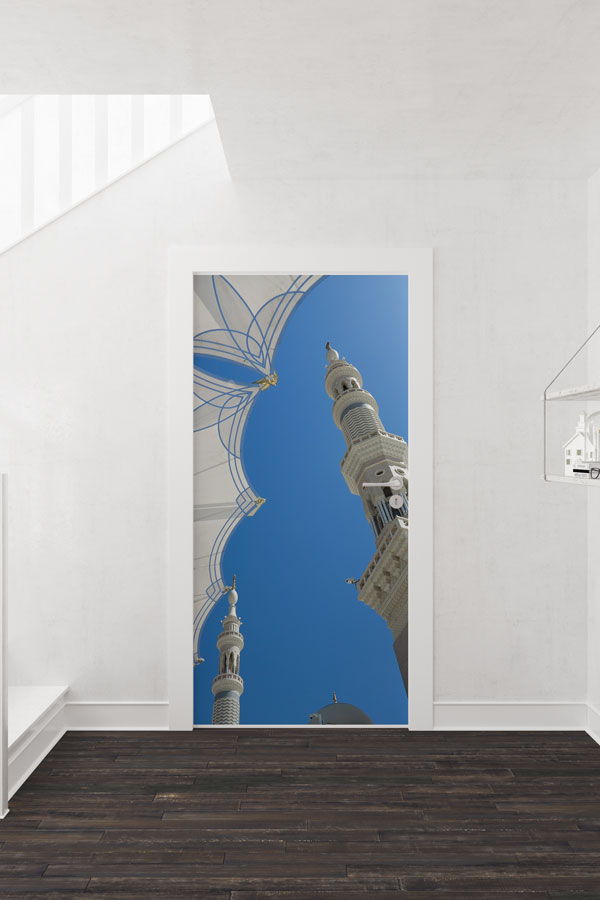 Medine Minare ve Gökyüzü Manzaralı Kapı Giydirme 9565