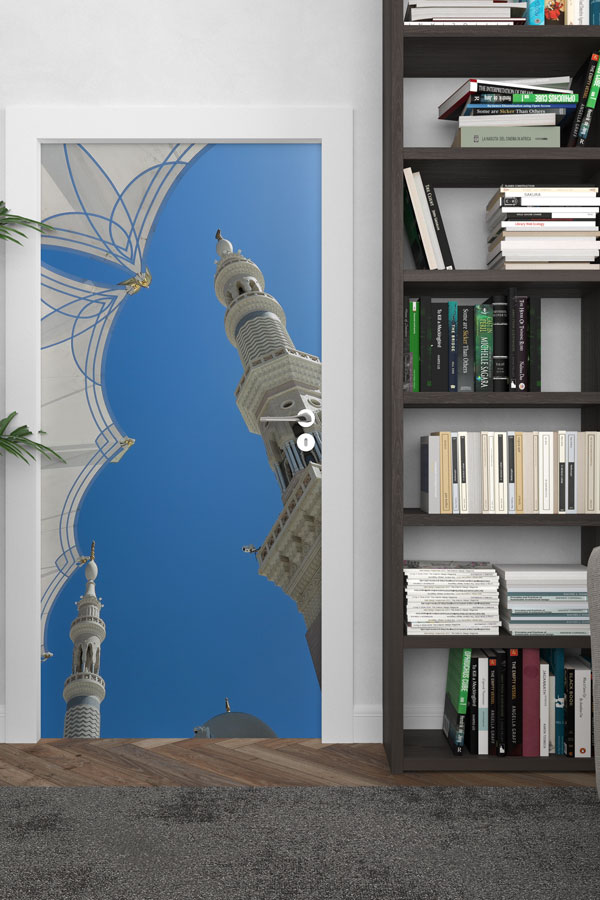 Medine Minare ve Gökyüzü Manzaralı Kapı Giydirme 9565