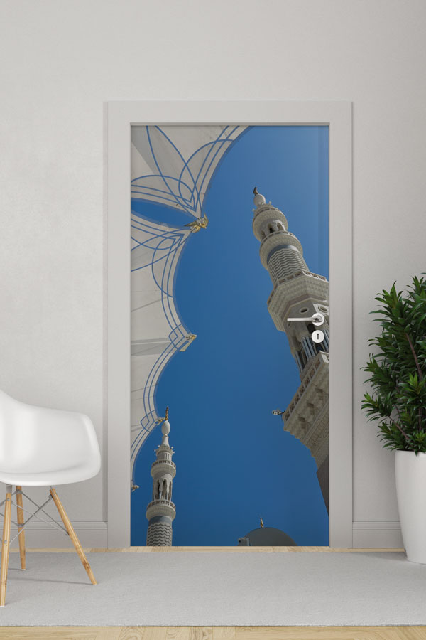 Medine Minare ve Gökyüzü Manzaralı Kapı Giydirme 9565