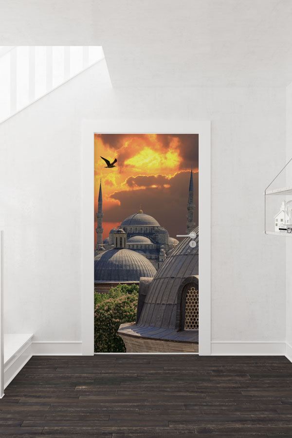 sinif-kapi-giydirmeleri-9606-01 Camii Gün Batımı Manzaralı Kapı Giydirme Dekoratif Baskı 9606