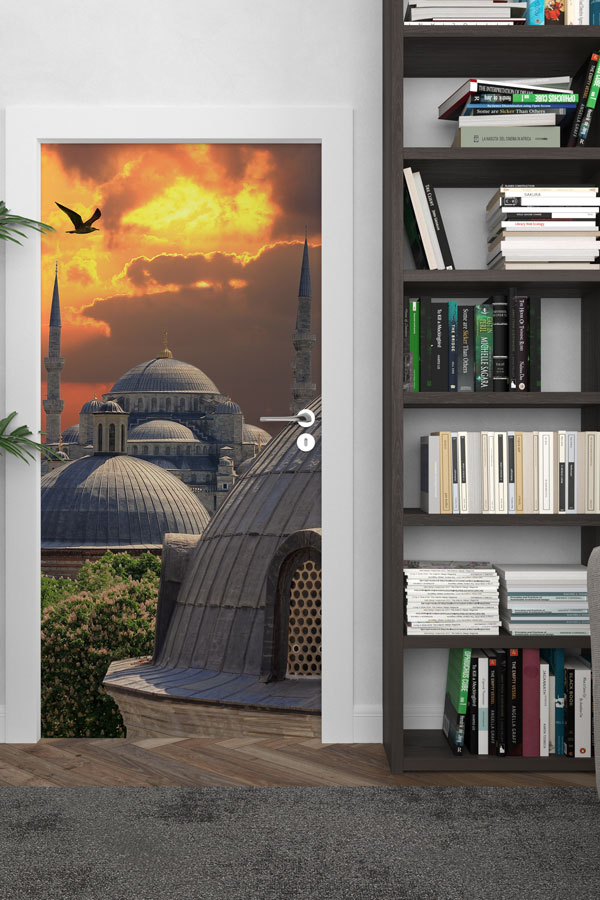 sinif-kapi-giydirmeleri-9606-02 Camii Gün Batımı Manzaralı Kapı Giydirme Dekoratif Baskı 9606