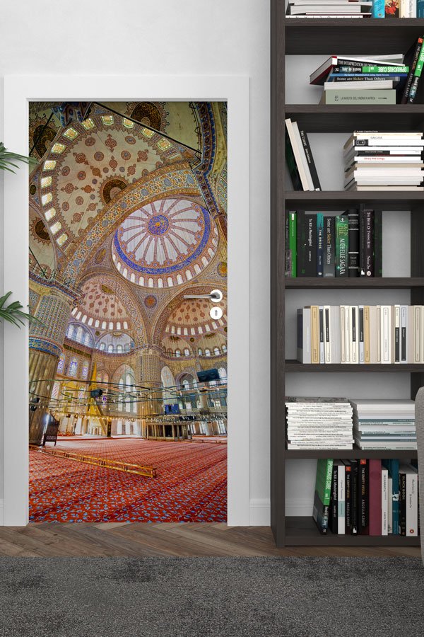 Camii İç Mekân Kubbe Desenli Kapı Giydirme Dekoratif Baskı 9610