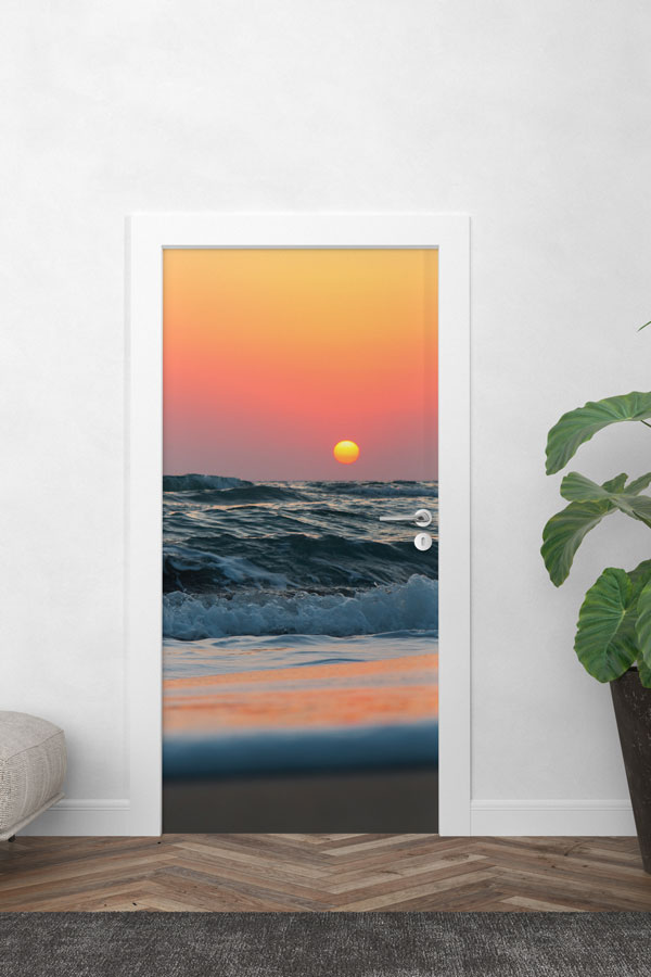 Gün Batımı Deniz Manzaralı Kapı Giydirme 9720