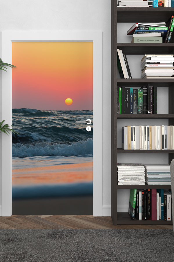 Gün Batımı Deniz Manzaralı Kapı Giydirme 9720