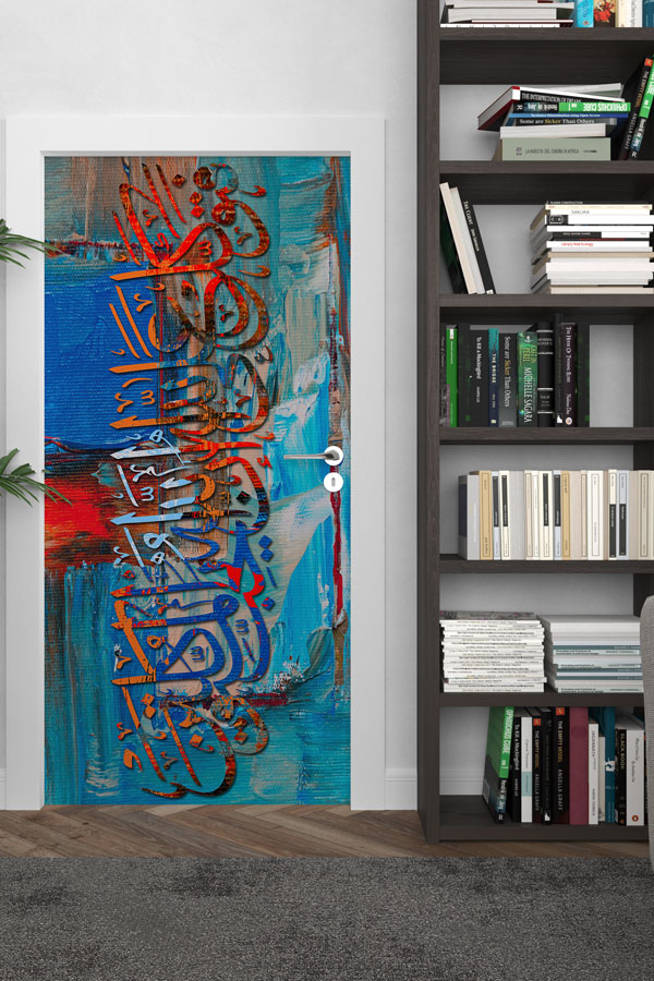 sinif-kapi-tasarimlari-9662-02 Mavi ve Kırmızı Hat Sanatı Kapı Giydirme 9662