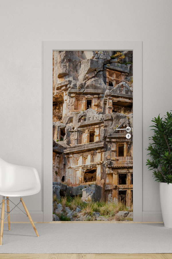 Antik Kaya Mezarları Manzaralı Kapı Giydirme 9721