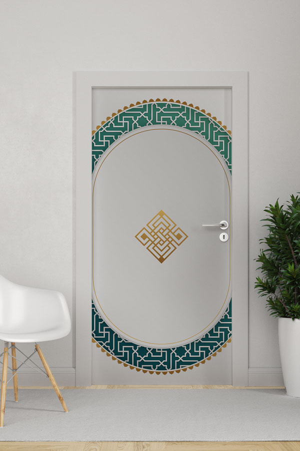 Mihrap ve Geometrik Desenli Sınıf Kapısı Giydirme 9512