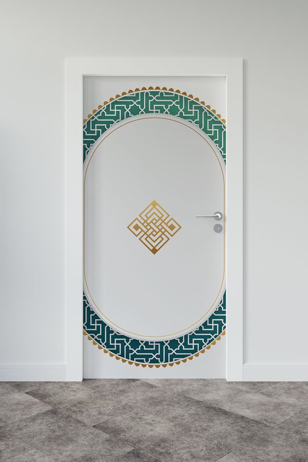 Mihrap ve Geometrik Desenli Sınıf Kapısı Giydirme 9512