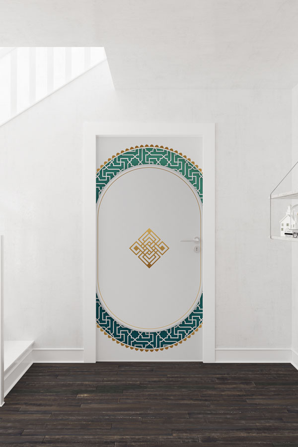 Mihrap ve Geometrik Desenli Sınıf Kapısı Giydirme 9512