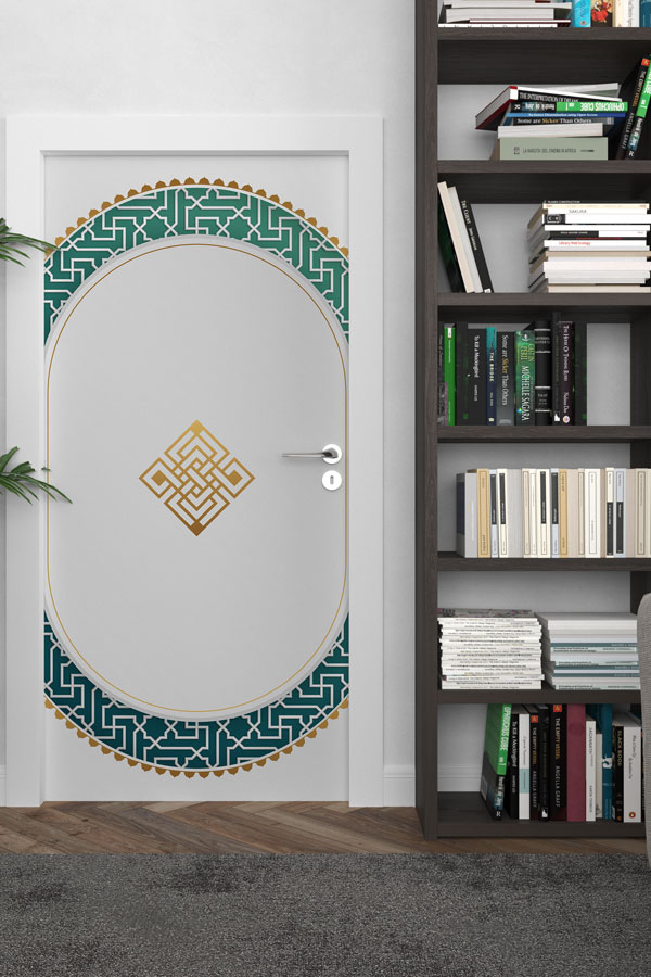 Mihrap ve Geometrik Desenli Sınıf Kapısı Giydirme 9512