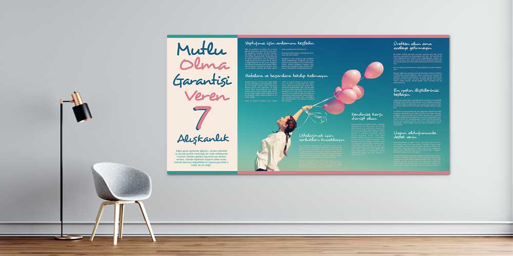 Mutlu Olma Garantisi Veren 7 Alışkanlık Duvar Dekoru 3006