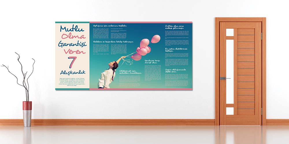 Mutlu Olma Garantisi Veren 7 Alışkanlık Duvar Dekoru 3006