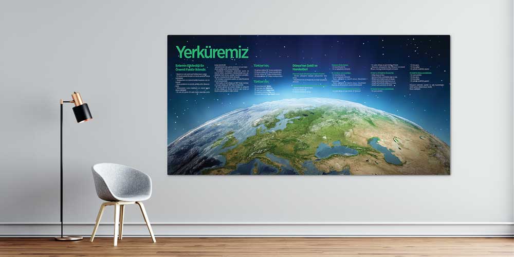 Yerküremiz Temalı Detaylı Duvar Dekoru - Coğrafya & Sosyal Bilgiler Sınıfı F-124