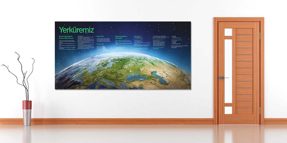 Yerküremiz Temalı Detaylı Duvar Dekoru - Coğrafya & Sosyal Bilgiler Sınıfı F-124
