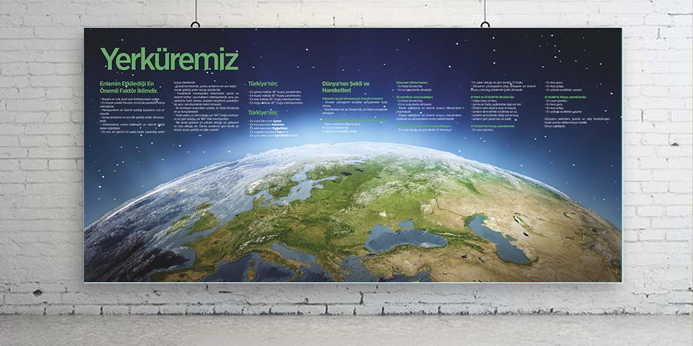 Yerküremiz Temalı Detaylı Duvar Dekoru - Coğrafya & Sosyal Bilgiler Sınıfı F-124