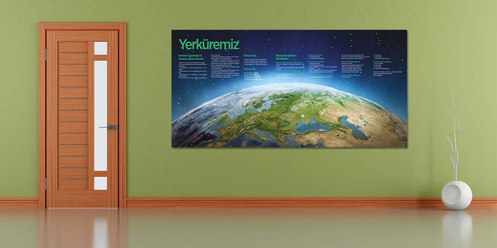 Yerküremiz Temalı Detaylı Duvar Dekoru - Coğrafya & Sosyal Bilgiler Sınıfı F-124