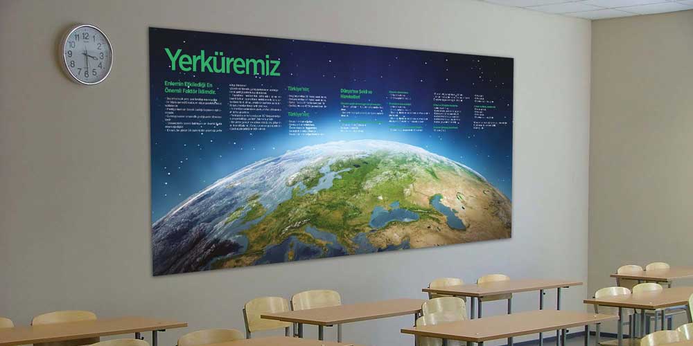 Yerküremiz Temalı Detaylı Duvar Dekoru - Coğrafya & Sosyal Bilgiler Sınıfı F-124
