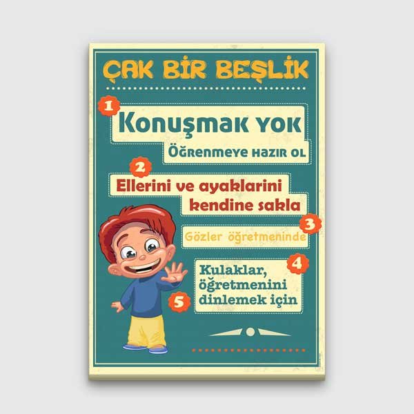 Çak Bir Beşlik Sınıf Kuralları Poster Tablo – B-971